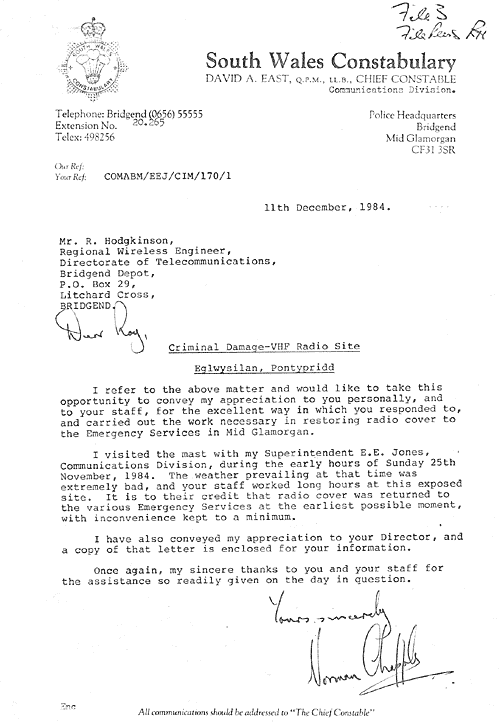 SWP Letter 11 Dec 1984